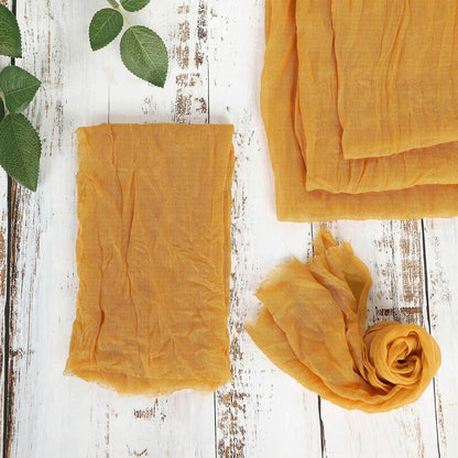 5 Pack 24"x19" Mustard Yellow Matte Gauze Cheesecloth Napkins, Vibrant Cotton Dinner Napkins for Retro Boho Parties and Fall Harvest Decor