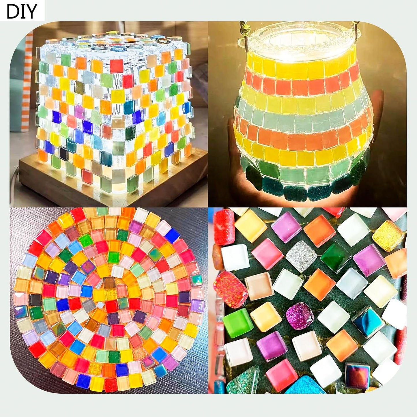Crystal Mosaic Tiles for Crafts, 350 Pieces Yellow Glass Mosaic Tiles Opaque for DIY Art Projects, Jewelry Making, Home Decoration