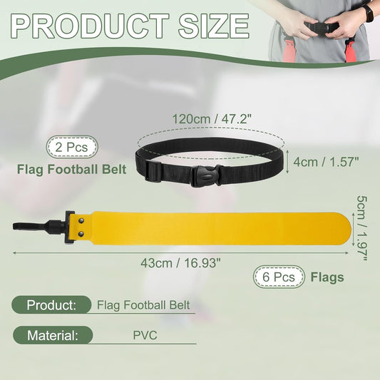 Flag Football Set, Adjustable Flag Football Belt with 1 Belt and 3 Flags Easy Tear Away