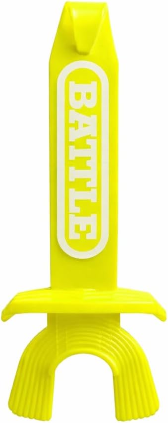 Speed XL Football Mouthguard, Neon Yellow | No boiling required, Ready to wear out of the box, Extra-wide connected tether strap, Braces compatible, Features a thick