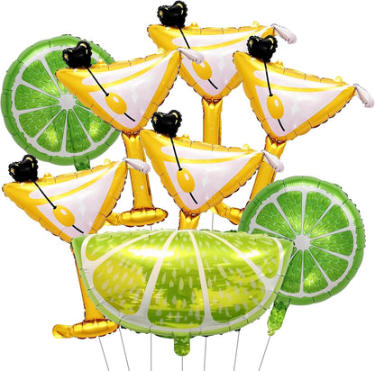 Lemon-Balloons Margarita-Balloon 8PCS Lime Fruit Green Lemon Foil Balloons Margs and Matrimony Bachelorette Birthday Wedding Fiesta Party Decorations Supply