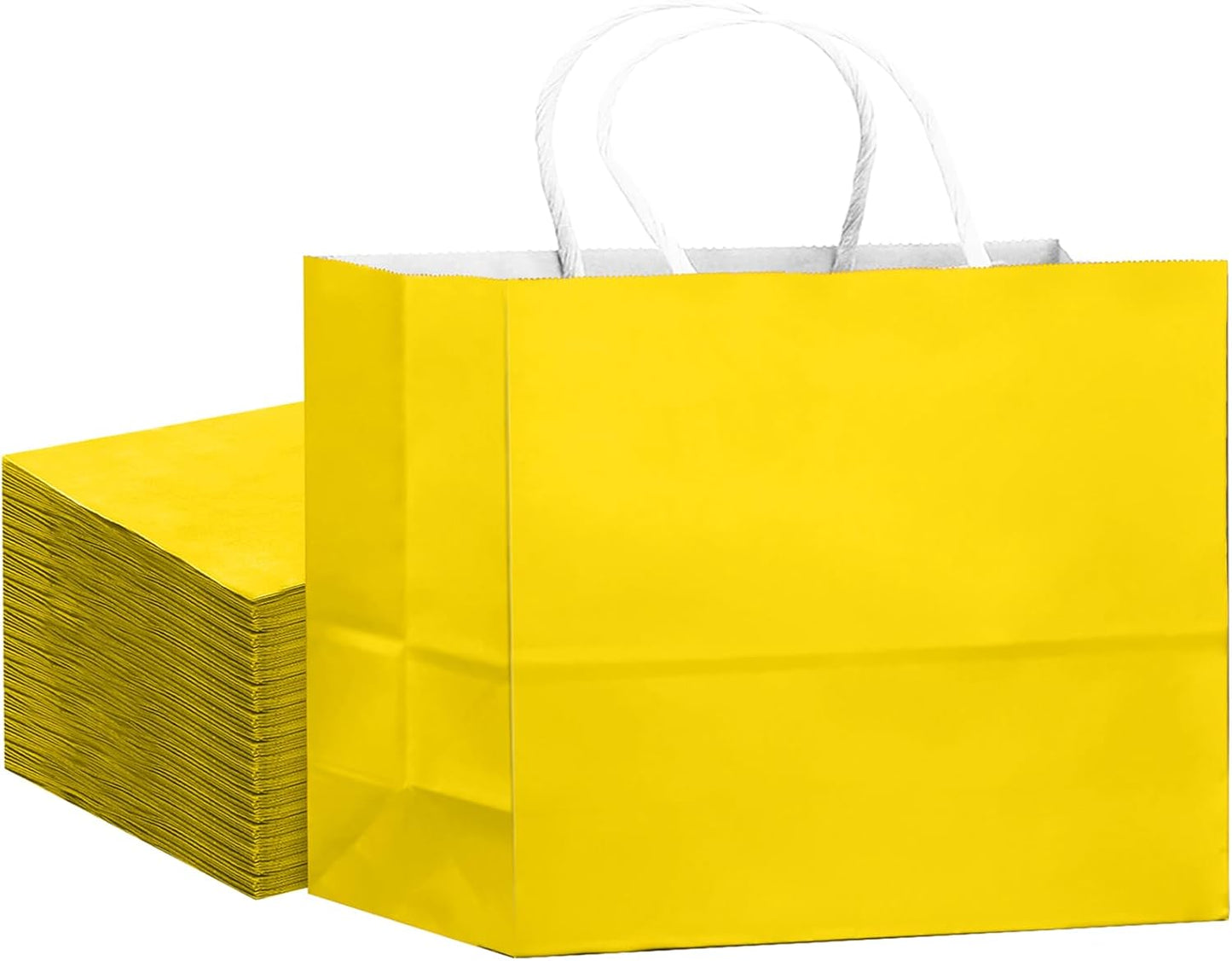 24PCS Large Gift Bag with Handles Bulk 13"x4.5"x10" Gift Bags Bright Yellow Bags Multiple Uses (32x11x25cm,Wide Large)