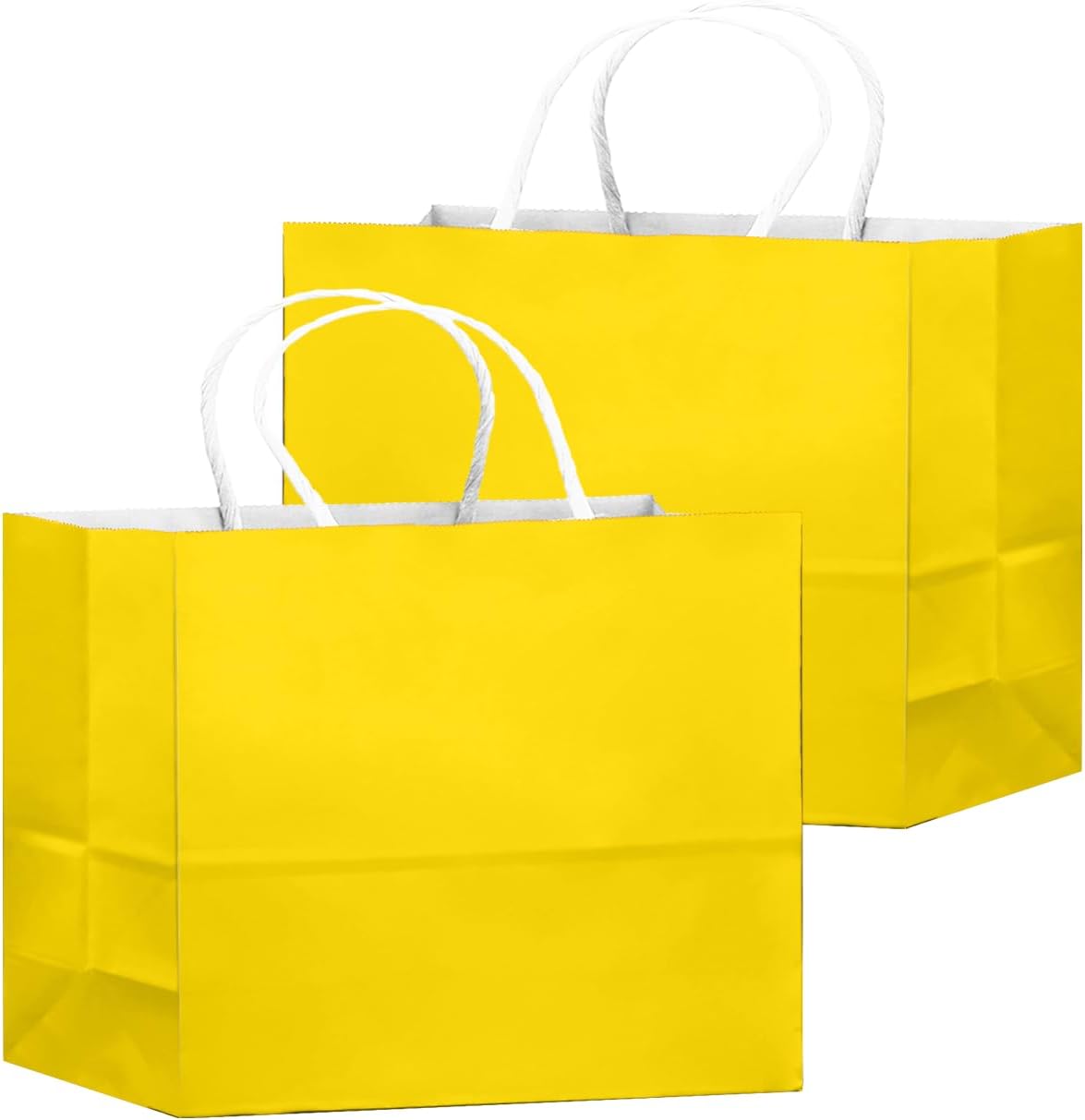 24PCS Large Gift Bag with Handles Bulk 13"x4.5"x10" Gift Bags Bright Yellow Bags Multiple Uses (32x11x25cm,Wide Large)