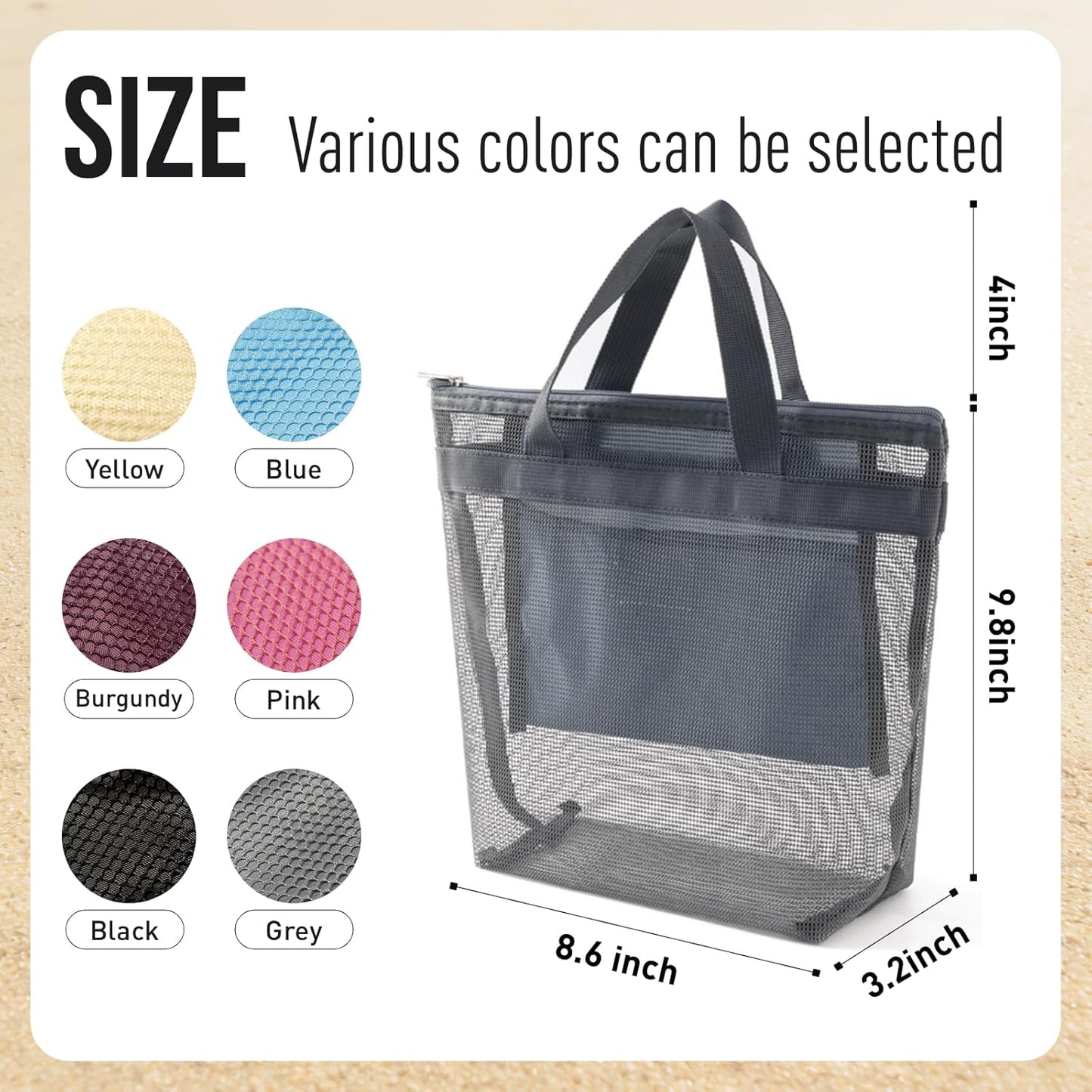 Mesh Shower Caddy, Portable Shower Bag, Quick-Dry Hanging Caddy Bath Organizer with Zipper, Toiletry Bag Essentials for Camping Travel College Dorm Room Gym (Yellow)