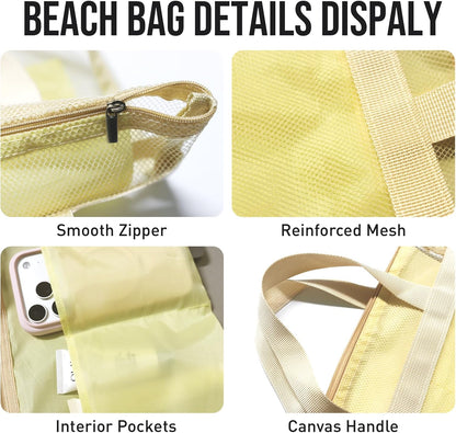Mesh Shower Caddy, Portable Shower Bag, Quick-Dry Hanging Caddy Bath Organizer with Zipper, Toiletry Bag Essentials for Camping Travel College Dorm Room Gym (Yellow)