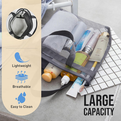 Mesh Shower Caddy, Portable Shower Bag, Quick-Dry Hanging Caddy Bath Organizer with Zipper, Toiletry Bag Essentials for Camping Travel College Dorm Room Gym (Yellow)