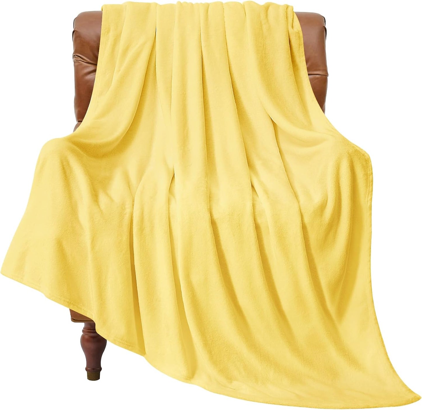 Fleece Blanket Soft Plush Twin Size Blanket Light Yellow 60"x80" | Ultra Soft Fleece, Plush Microfiber, Lightweight Warmth, All Season Comfort, Fade Resistant, Machine Washable, Couch Sofa Bed