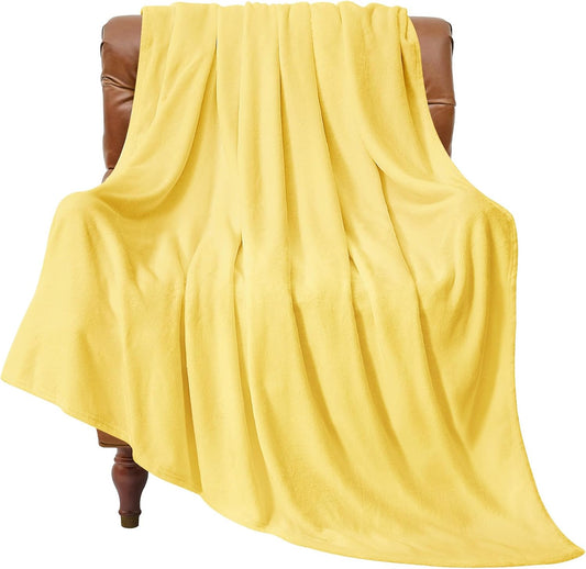 Fleece Blanket Soft Plush Twin Size Blanket Light Yellow 60"x80" | Ultra Soft Fleece, Plush Microfiber, Lightweight Warmth, All Season Comfort, Fade Resistant, Machine Washable, Couch Sofa Bed