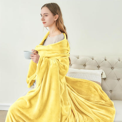 Fleece Blanket Soft Plush Twin Size Blanket Light Yellow 60"x80" | Ultra Soft Fleece, Plush Microfiber, Lightweight Warmth, All Season Comfort, Fade Resistant, Machine Washable, Couch Sofa Bed