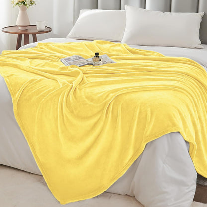 Fleece Blanket Soft Plush Twin Size Blanket Light Yellow 60"x80" | Ultra Soft Fleece, Plush Microfiber, Lightweight Warmth, All Season Comfort, Fade Resistant, Machine Washable, Couch Sofa Bed