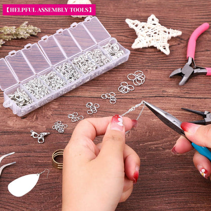 Jewelry Repair Kit with 1520 Silver Jump Rings and 3Pcs Pliers for Earrings, Necklaces, Rings, Bracelets