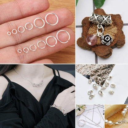 Jewelry Repair Kit with 1520 Silver Jump Rings and 3Pcs Pliers for Earrings, Necklaces, Rings, Bracelets