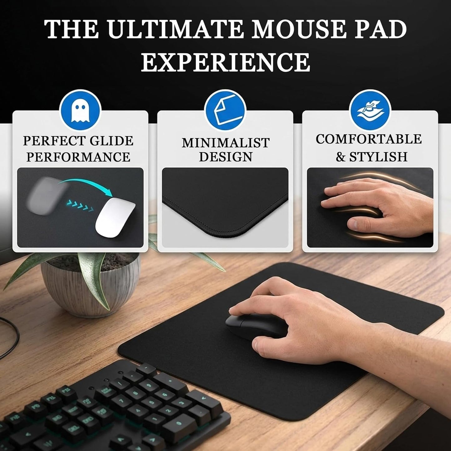 Lemon Chinoiserie Mouse Pad - Italian Lemon Lovers Gifts, Blue and White Square Mousepad for Office Computer Laptop, Non-Slip Rubber Base with Stitched Edge, 7.9x9.5 Inches