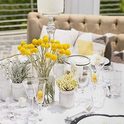 30pcs Natural Dried Flowers Yellow, Craspedia Billy Balls, 16.14'' | Yellow Dried Flowers, Boho Dried Floral Arrangements, Billy Balls for Home Kitchen Table Wedding Party Office Decor