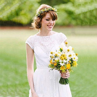 30pcs Natural Dried Flowers Yellow, Craspedia Billy Balls, 16.14'' | Yellow Dried Flowers, Boho Dried Floral Arrangements, Billy Balls for Home Kitchen Table Wedding Party Office Decor