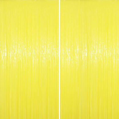 Pastel Yellow Foil Fringe Backdrop Curtains,3.3x6.6ft, 2 Pack | Tinsel Streamers, Door Shimmer, For Baby Shower, Birthday Party Decorations, Graduations, Gender Reveal