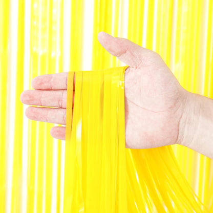 Pastel Yellow Foil Fringe Backdrop Curtains,3.3x6.6ft, 2 Pack | Tinsel Streamers, Door Shimmer, For Baby Shower, Birthday Party Decorations, Graduations, Gender Reveal