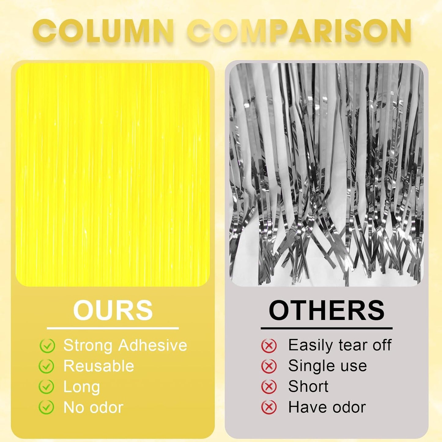 Pastel Yellow Foil Fringe Backdrop Curtains,3.3x6.6ft, 2 Pack | Tinsel Streamers, Door Shimmer, For Baby Shower, Birthday Party Decorations, Graduations, Gender Reveal