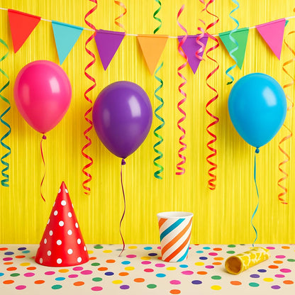 Pastel Yellow Foil Fringe Backdrop Curtains,3.3x6.6ft, 2 Pack | Tinsel Streamers, Door Shimmer, For Baby Shower, Birthday Party Decorations, Graduations, Gender Reveal