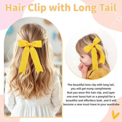 2PCS Yellow Grosgrain Ribbon Hair Bows Clips for Toddler Girls Teens | Lightweight and Soft Grosgrain Hair Accessories for Birthday Party, School Photo Daily Outfits, Non Slip,Thick and Scant Hair