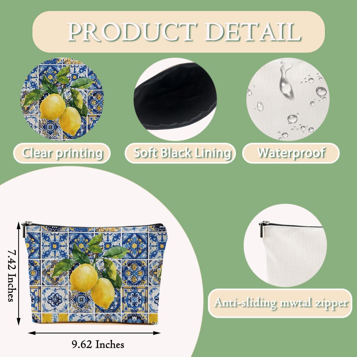 4pcs Lemon Cosmetic Bags for Women, Lemon Gifts for Women Girls Friend Mom | Italy Pattern Design Aesthetics Makeup Bag,Christmas Birthday Gifts for Lemon Lover Zipper Bag Travel Pouch for Sister Bestie