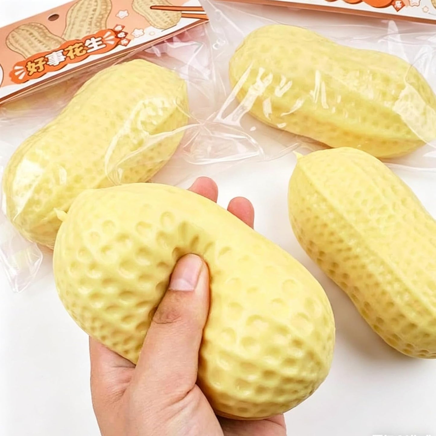 Peanut Squishies Toys,Peanut Squishies Slow Rising Stress Relief Toy,Squeeze Dough Ball Stress Relief HandToys for Easter Gifts,Cute Anxiety Relief Toys, for Adults -Yellow