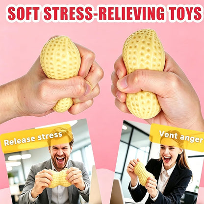 Peanut Squishies Toys,Peanut Squishies Slow Rising Stress Relief Toy,Squeeze Dough Ball Stress Relief HandToys for Easter Gifts,Cute Anxiety Relief Toys, for Adults -Yellow