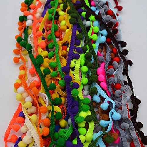 20Yards mini Pom Pom Trim Ball Fringe Ribbon DIY Sewing Accessory Lace Trim for Pillow Curtains Home Decoration (Dark Yellow)