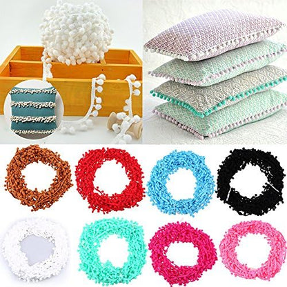 20Yards mini Pom Pom Trim Ball Fringe Ribbon DIY Sewing Accessory Lace Trim for Pillow Curtains Home Decoration (Dark Yellow)