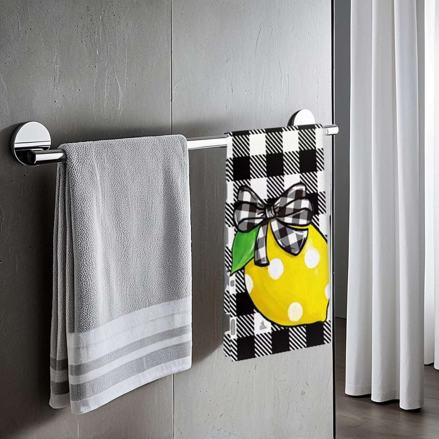Set of 2 Spring Lemon Kitchen Towels Dish Towels, Spring Summer Lemon Home Hand Towels 16x24 Inches Seasonal Decoration Towel