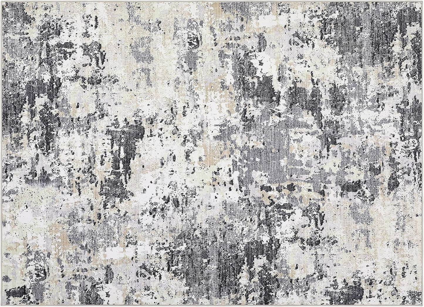 Modern Abstract Area Rug 5x7 Non Slip Non Shedding Rug Low Pile Stain Resistant for Bedroom Living Room,Black Yellow