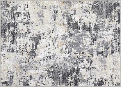 Modern Abstract Area Rug 5x7 Non Slip Non Shedding Rug Low Pile Stain Resistant for Bedroom Living Room,Black Yellow