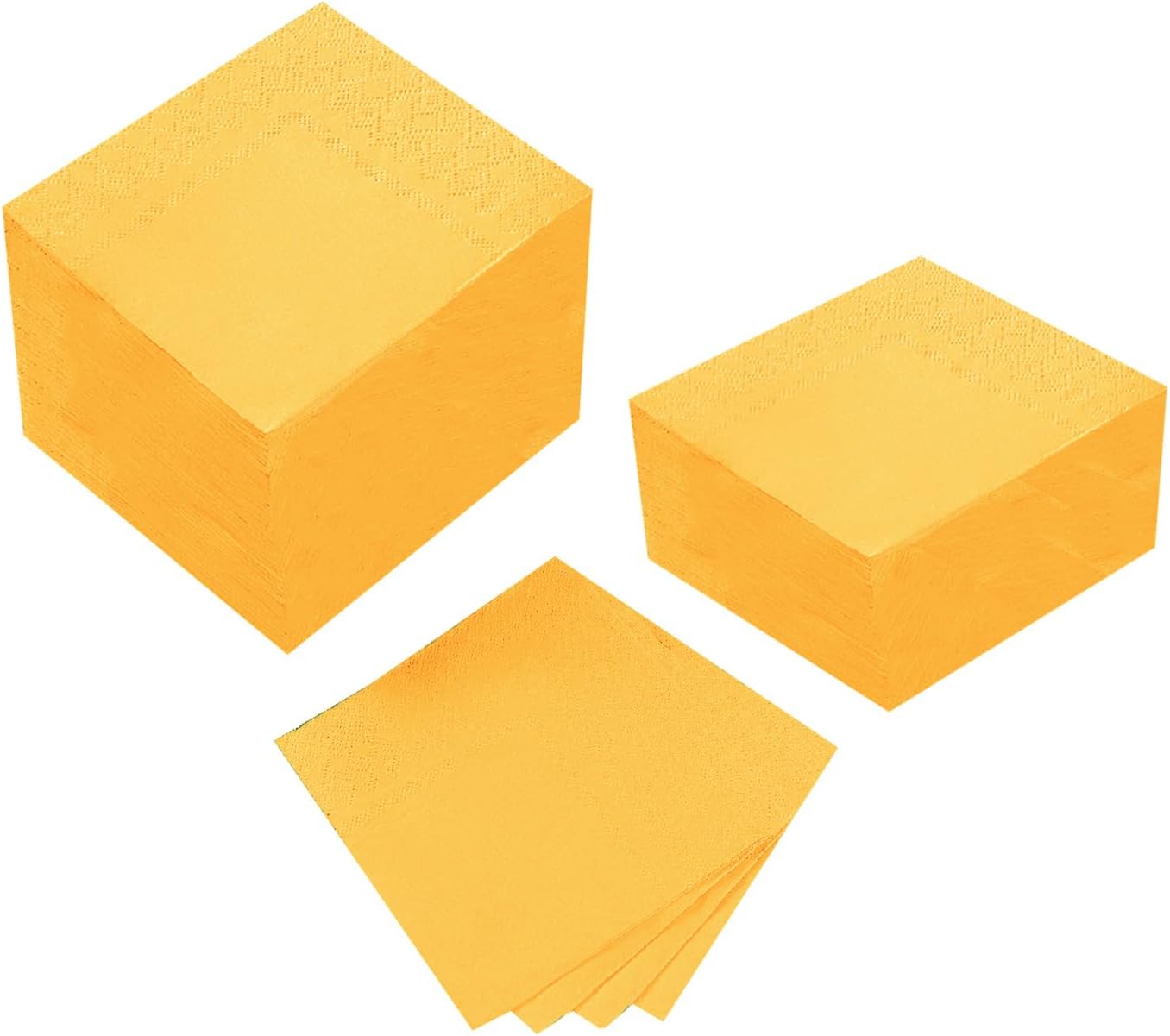 100 Pack Cocktail Napkin 2-Ply Disposable Napkins 5 x 5IN Yellow | Dessert Napkins for Dinner Wedding Birthday Party Bridal Anniversary Reception Event