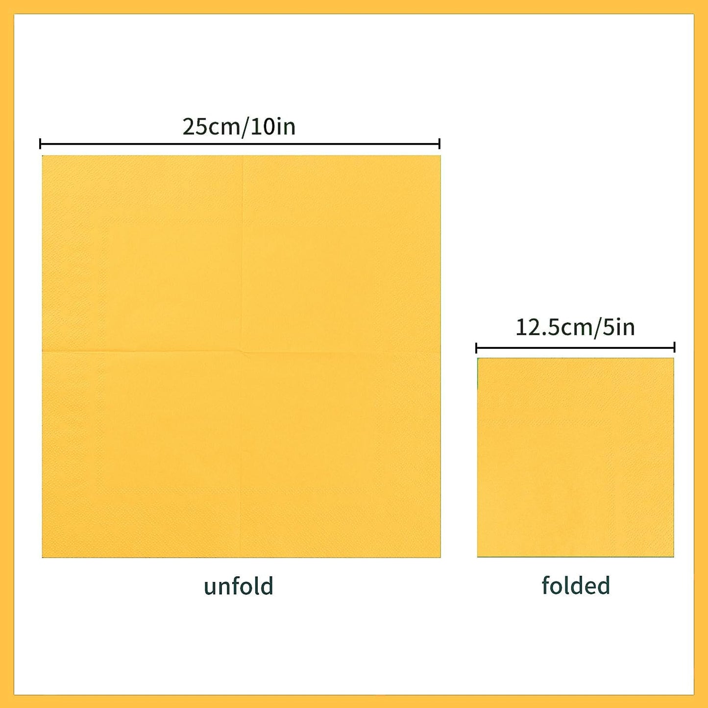100 Pack Cocktail Napkin 2-Ply Disposable Napkins 5 x 5IN Yellow | Dessert Napkins for Dinner Wedding Birthday Party Bridal Anniversary Reception Event