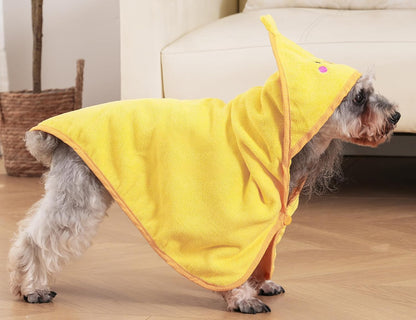 Dog Hooded Bathrobe Towel Fast Drying Absorbent Bath Warm Blanket | Yellow L