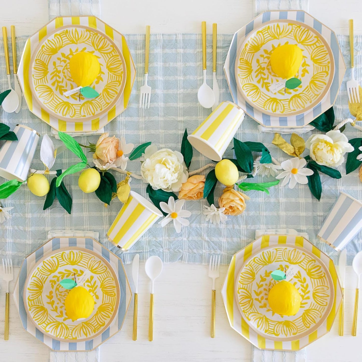 Light Yellow Cabana Stripe Party Cups, Pack of 8, 12oz | Disposable, for holidays, baby showers, and birthday parties