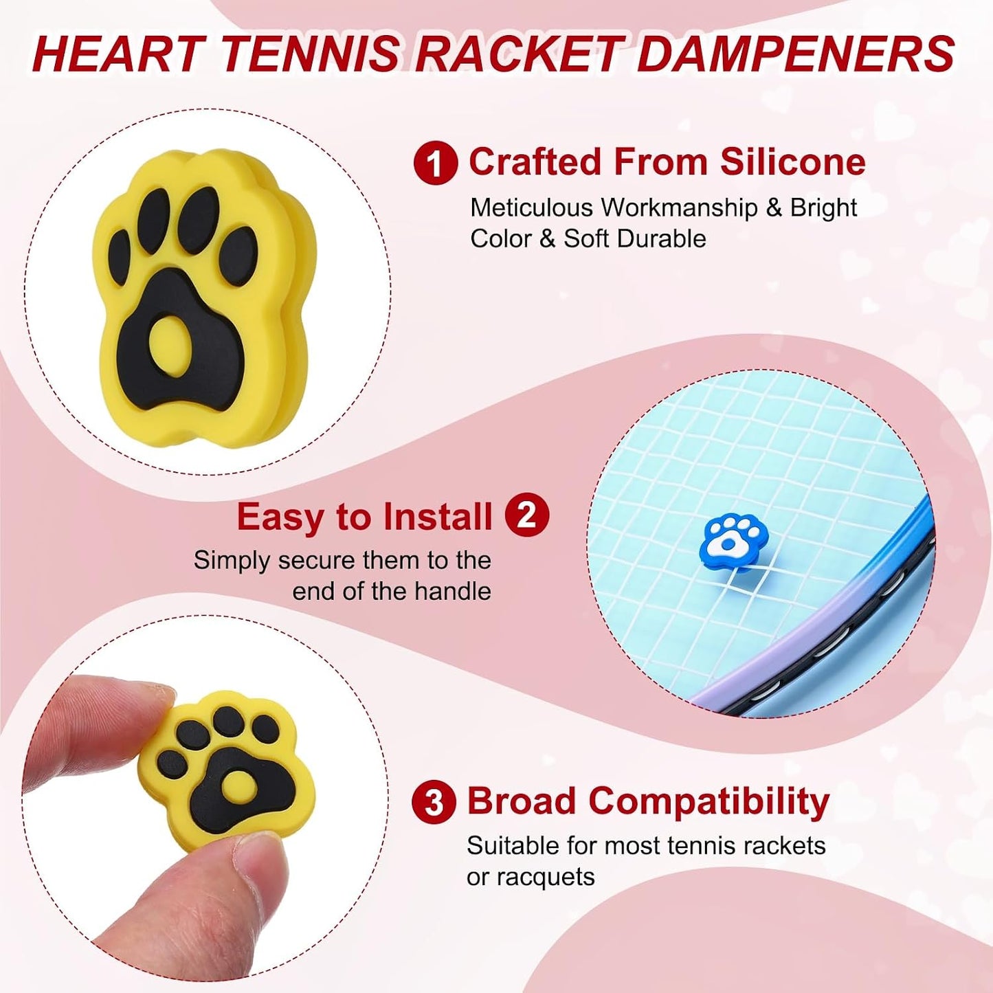 Tennis Racket Dampener, Cute Vibration Dampener Shock Absorber Funny Tennis Soft Silicone Accessory