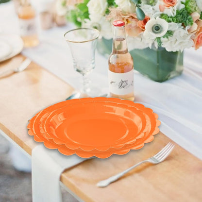 50 Pcs Yellow Scalloped Paper Plates 25 × 7'' and 25 × 9'' Disposable Yellow Scalloped Dinner Plates for Wedding Baby Shower Birthday Party Disposable Dessert Plate