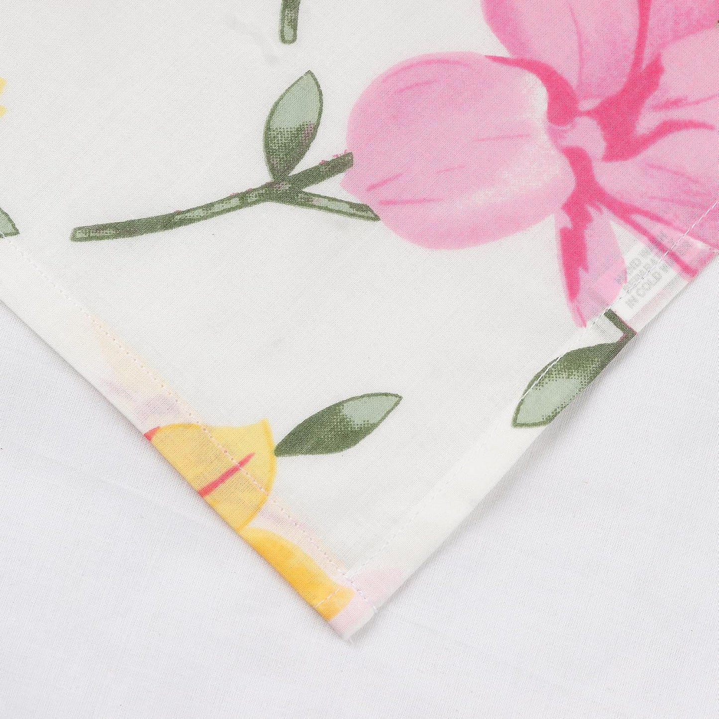 Floral Printed Cotton Napkins, Indian Home Decor Cloth Set of 4 20X20 Inch Cocktail Napkins (Yellow and Pink)