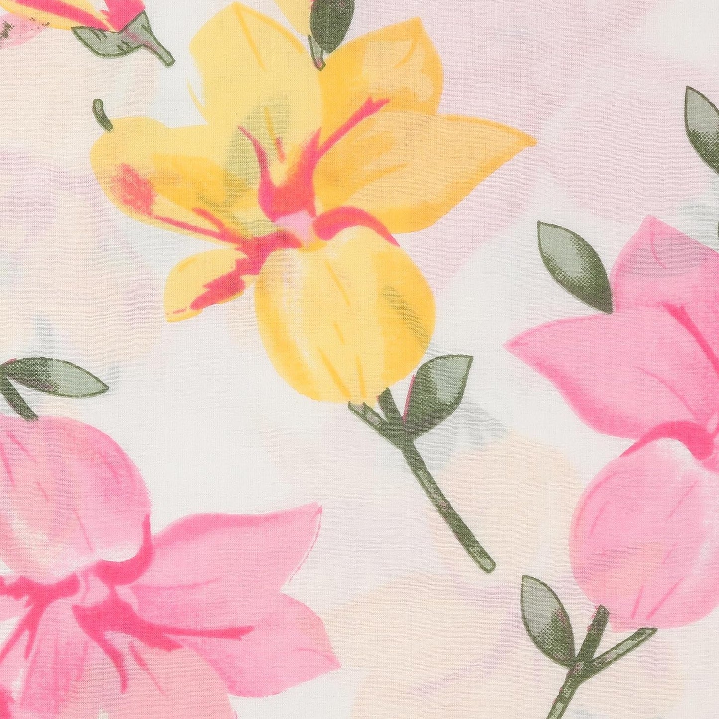 Floral Printed Cotton Napkins, Indian Home Decor Cloth Set of 4 20X20 Inch Cocktail Napkins (Yellow and Pink)