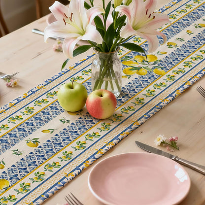 Lemon Table Runner 13x72 inch, Spring Summer Decor for Table, Home - Farmhouse Mediterranean Lemon Party Decroations