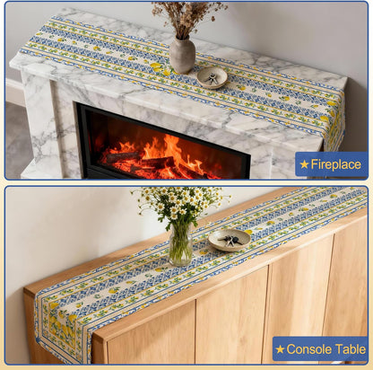 Lemon Table Runner 13x72 inch, Spring Summer Decor for Table, Home - Farmhouse Mediterranean Lemon Party Decroations