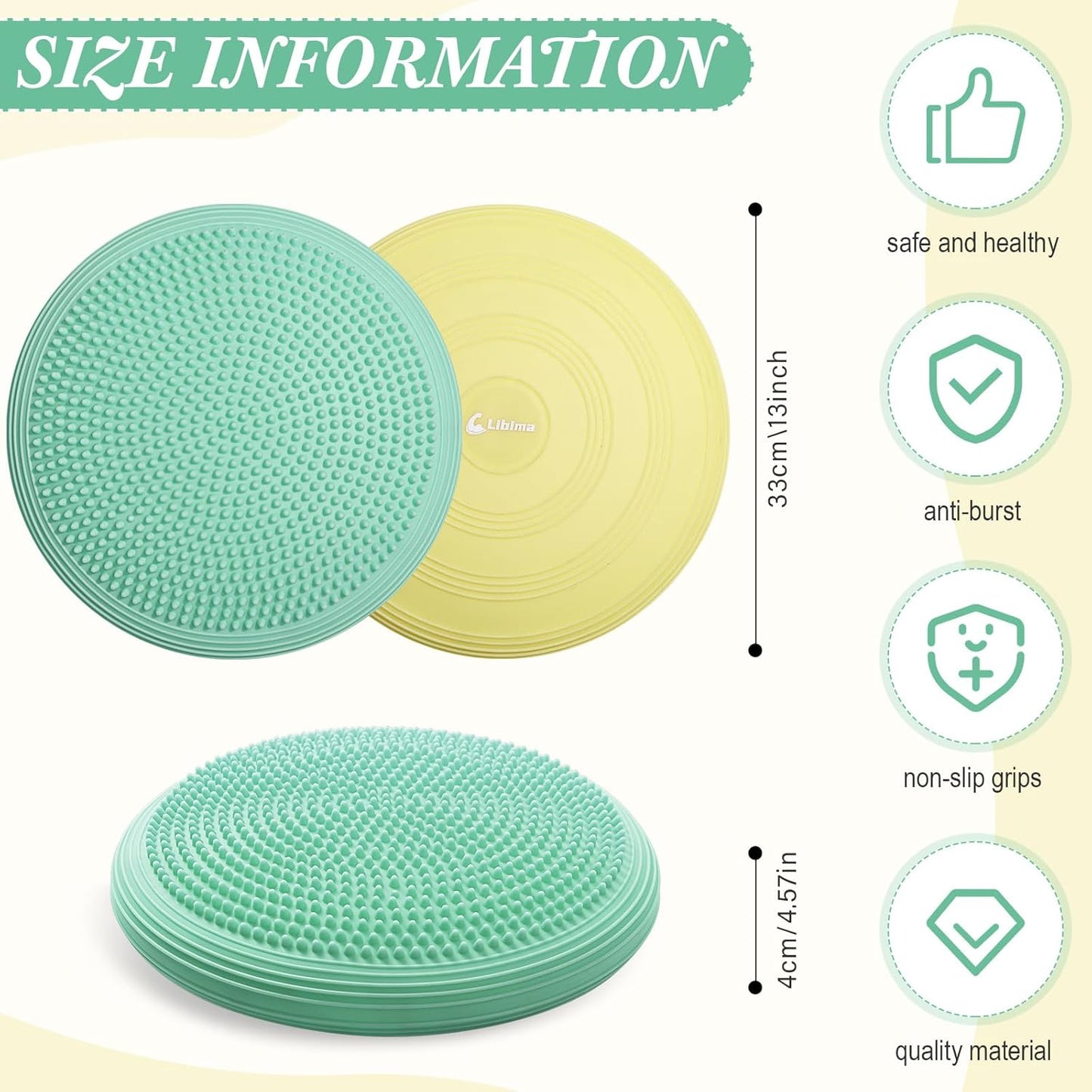 2 Pcs Wobble Cushion Wiggle Seat Flexible Sensory Seating Balance Disc Board for Men Women Physical Exercise Improving Posture Home Office