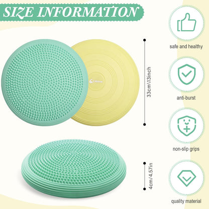 2 Pcs Wobble Cushion Wiggle Seat Flexible Sensory Seating Balance Disc Board for Men Women Physical Exercise Improving Posture Home Office