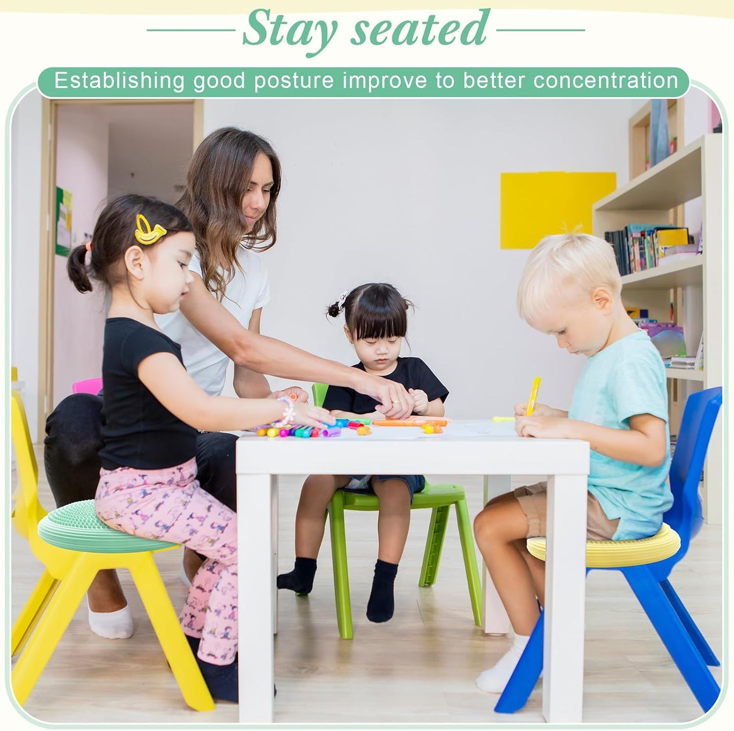 2 Pcs Wobble Cushion Wiggle Seat Flexible Sensory Seating Balance Disc Board for Men Women Physical Exercise Improving Posture Home Office