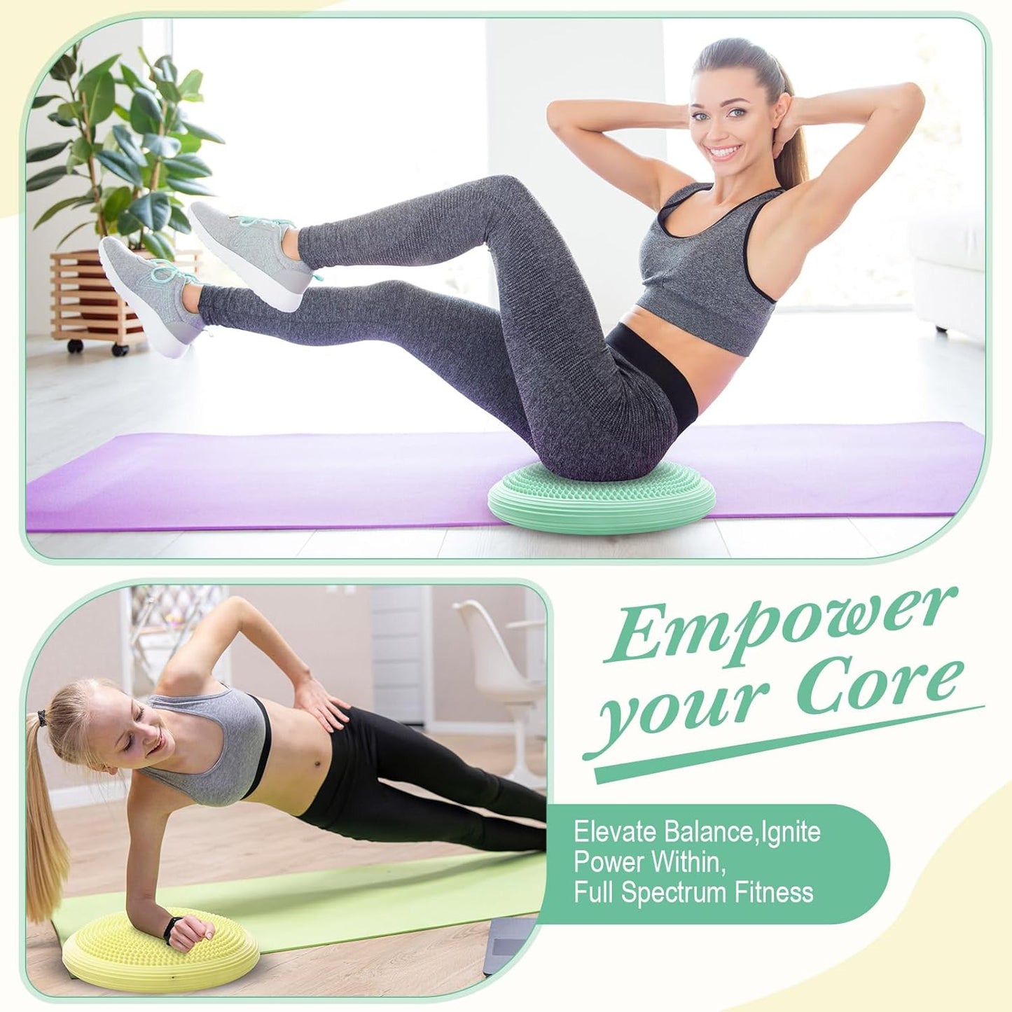 2 Pcs Wobble Cushion Wiggle Seat Flexible Sensory Seating Balance Disc Board for Men Women Physical Exercise Improving Posture Home Office