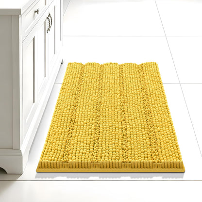 24"×17" Chenille Bath Mat – Non-Slip with Backing Bath Rug Ultra-Absorbent and Machine Washable Bathroom Mat Quick-Dry Design. Ideal for Bathroom Shower and Tub Areas