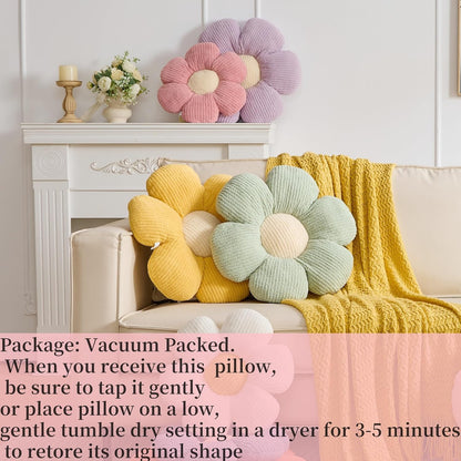 Flower Pillow,15.75" Daisy Pillow Pink Throw Pillows | Decorative Pillows,Fleece,PP Cotton Filling,Flower Shaped,Seating Cushion,for Sofa Couch Bed,Spring Cute Home Decor