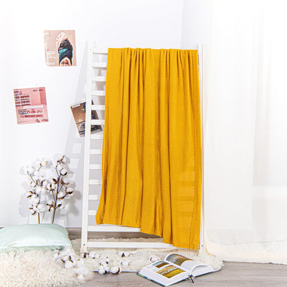 Cooling Throw Blanket, Cable Knit Rayon Derived from Bamboo Throw Blanket, Soft and Breathable Touch Bed Blanket, 51x67 Inches, Yellow