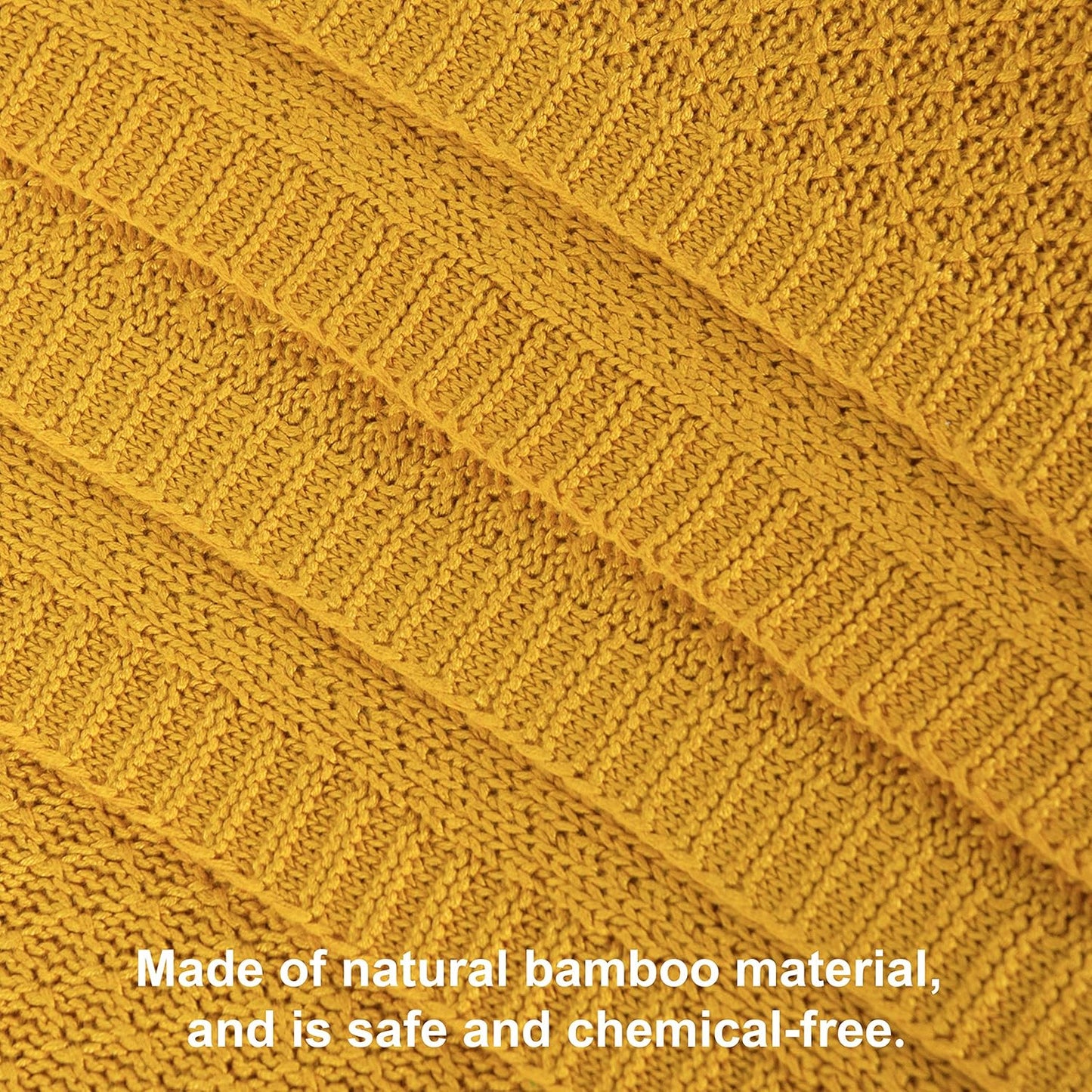 Cooling Throw Blanket, Cable Knit Rayon Derived from Bamboo Throw Blanket, Soft and Breathable Touch Bed Blanket, 51x67 Inches, Yellow